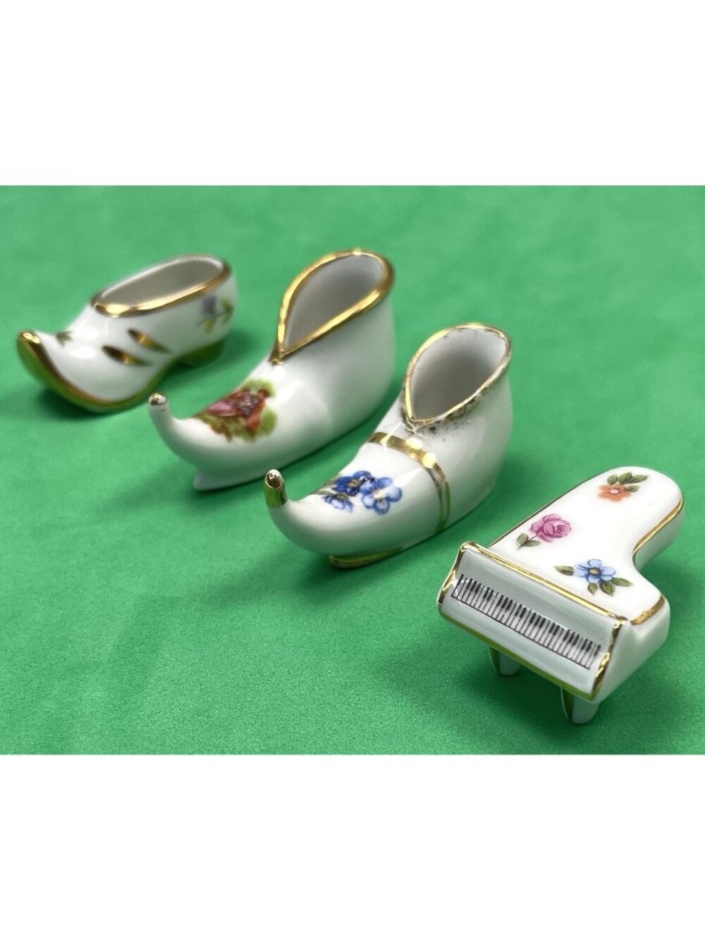 VTG LIMOGES France Mini Porcelain Ceramic Handpainted 2" SHOE & PIANO Lot 4